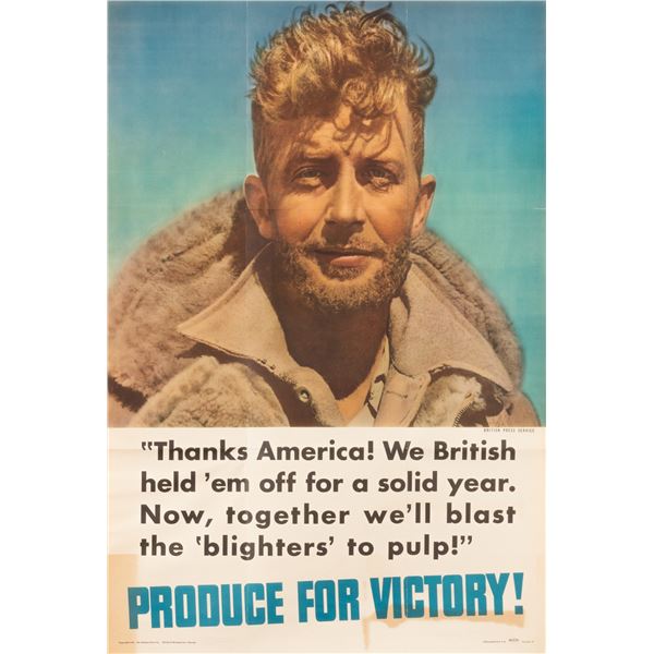 PRODUCE FOR VICTORY WWII AMERICAN PROPAGANDA POSTER