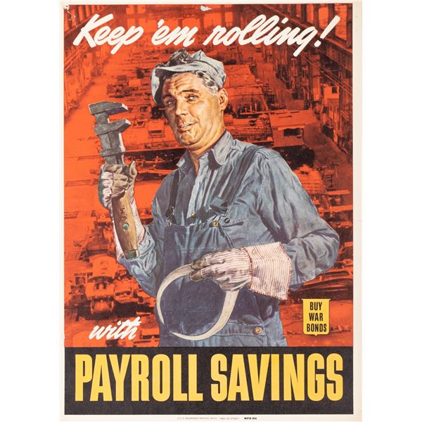 KEEP 'EM ROLLING WWII WAR BONDS POSTER