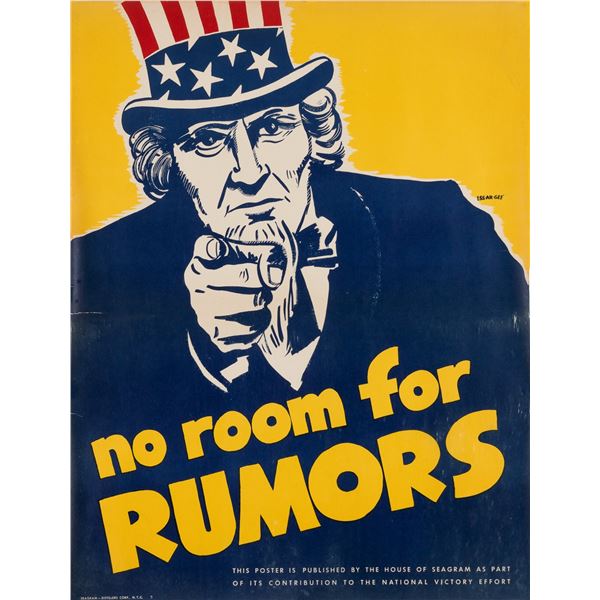 UNCLES SAM NO ROOM FOR RUMORS WWII POSTER