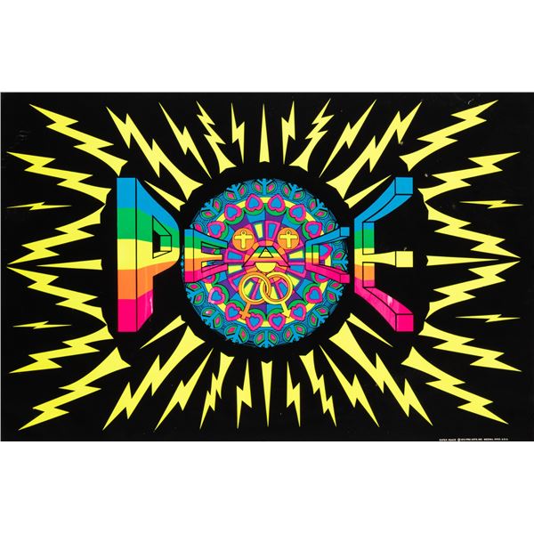 1972 SUPER PEACE PSYCHEDELIC BLACK LIGHT POSTER