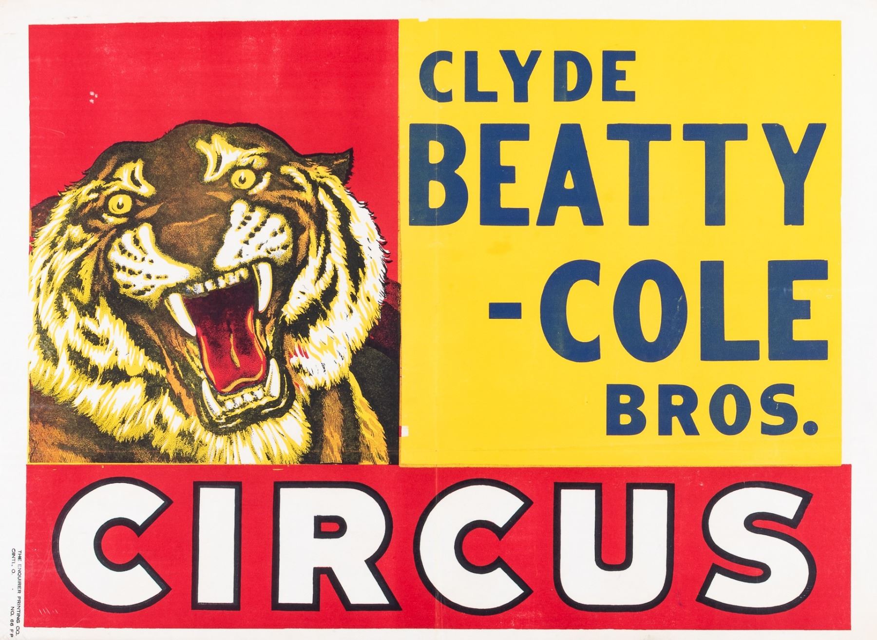 ORIGINAL VINTAGE 1960S Clyde Beatty & Cole Bros. Paper Circus Poster Full Color EUR 223,97