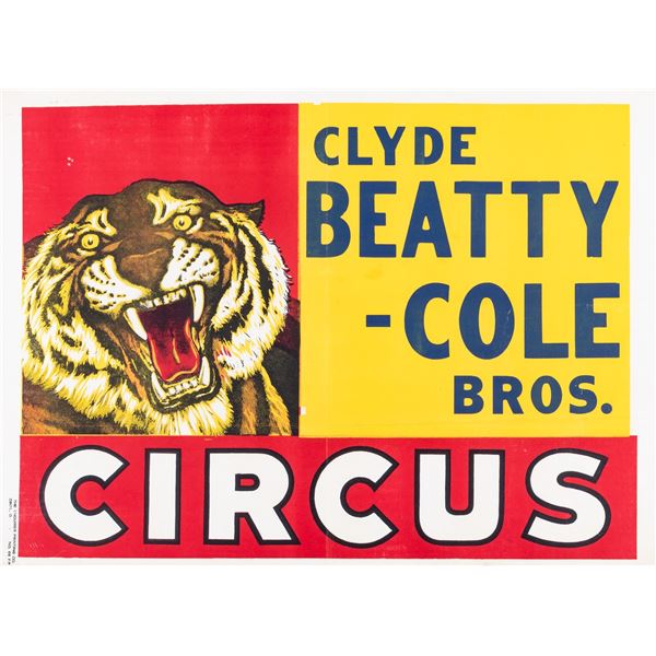 CIRCUS POSTER CLYDE BEATTY COLE BROS CIRCUS