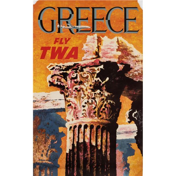 FLY TWA GREECE TRAVEL POSTER
