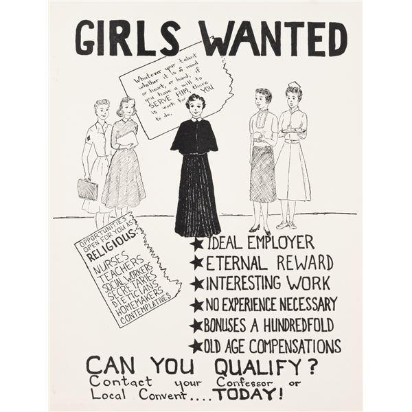 GIRLS WANTED NUN RECRUITMENT POSTER