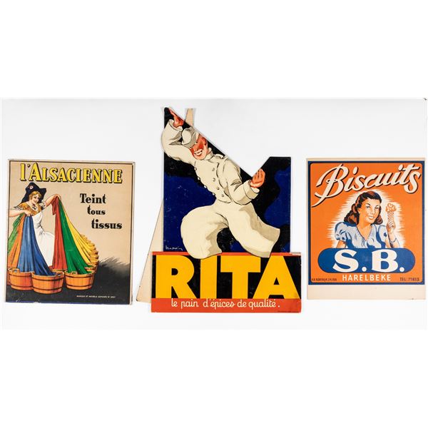 THREE VINTAGE ADVERTISEMENT CARDS (3)