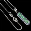 Image 1 : Unheated Oval Emerald 4x3mm Sapphire Diamond Cut 14 k White Gold over 925 Sterling Silver Necklace