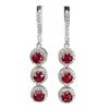 Image 1 : Heated Round Ruby 5mm Cz 14 k White Gold Plated 925 Sterling Silver Earrings