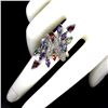 Image 3 : Unheated Pear Rhodolite Amethyst Tanzanite Gems 14 k White Gold over 925 Sterling Silver Ring Size 8