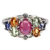 Image 1 : Heated Oval Ruby 7x5mm Sapphire Cz 14 k White Gold Plated 925 Sterling Silver Ring Size 7