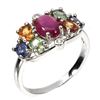 Image 2 : Heated Oval Ruby 7x5mm Sapphire Cz 14 k White Gold Plated 925 Sterling Silver Ring Size 7