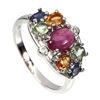 Image 3 : Heated Oval Ruby 7x5mm Sapphire Cz 14 k White Gold Plated 925 Sterling Silver Ring Size 7