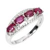 Image 2 : Oval Red Ruby 5x3mm Cz 14K White Gold Plate 925 Sterling Silver Ring Size 6