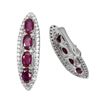 Image 3 : Oval Red Ruby 5x3mm Cz 14K White Gold Plate 925 Sterling Silver Earrings