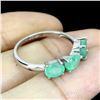 Image 3 : Unheated Oval Emerald 7x5mm 14K White Gold Plate 925 Sterling Silver Ring Size 8
