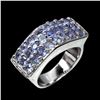 Image 2 : Unheated Round Blue Tanzanite 14K White Gold Plate 925 Sterling Silver Ring 8