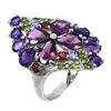 Image 2 : Unheated Pear Rhodolite Garnet 7x5 mm Amethyst Gems 14 k White Gold Plated 925 Sterling Silver Ring