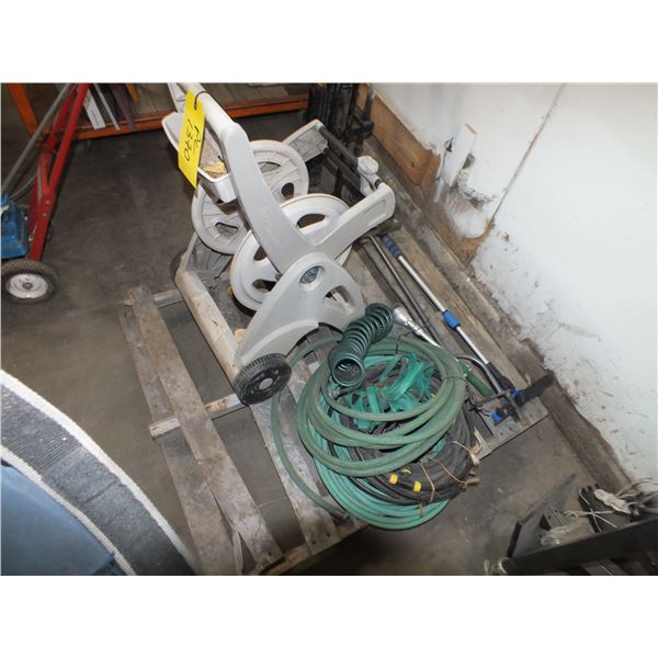 Garden Hose Reel & 3 Garden Hose's