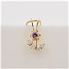 Image 1 : Yellow Gold Pink & White Cubic Zirconia Flower Pendant