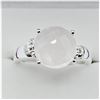Image 1 : Sterling Silver Natural Rose Quartz & White Sapphire Cocktail Ring