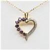 Image 1 : Sterling Silver Yellow Gold Tone Natural Amethyst Heart Pendant