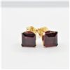 Image 4 : Yellow Gold Natural Garnet Stud Earrings