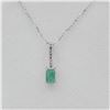 Image 1 : Sterling Silver Natural Emerald & Cubic Zirconia Pendant
