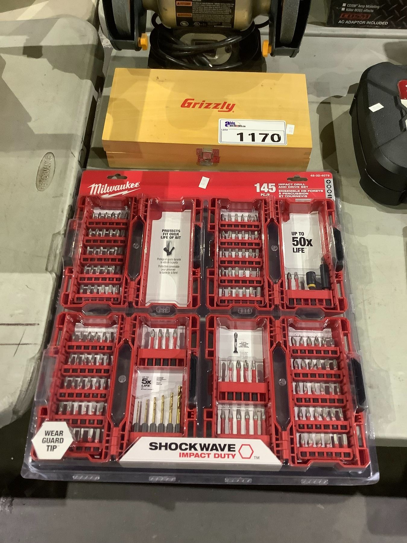 GRIZZLY ROUTER BIT SET (MISSING A PIECE) & MILWAUKEE 145 PC IMPACT ...