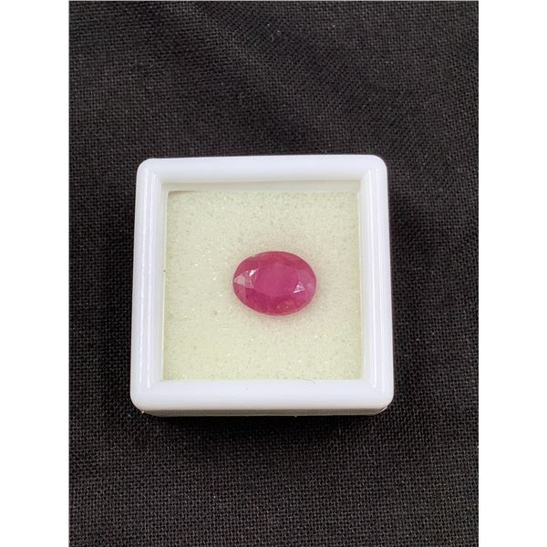 NATURAL RUBY 3.84CT, 9.55 X 7.39 X 5.33MM, OVAL CUT, VS, MADAGASCAR, GF TREATMENT