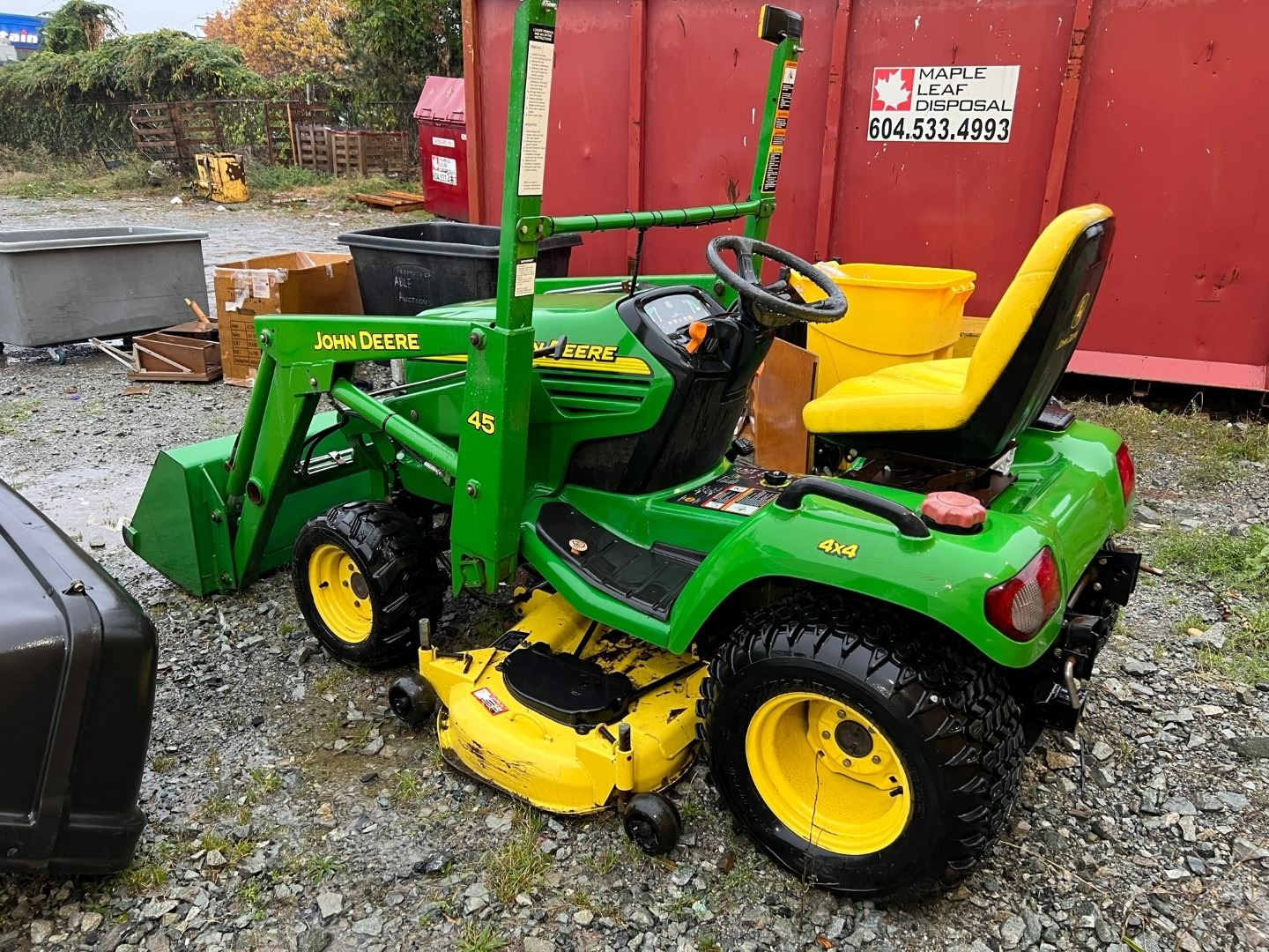JOHN DEERE X595 4X4 TRACTOR WITH MOWER AND FRONT END LOADER ATTACHMENTS ...