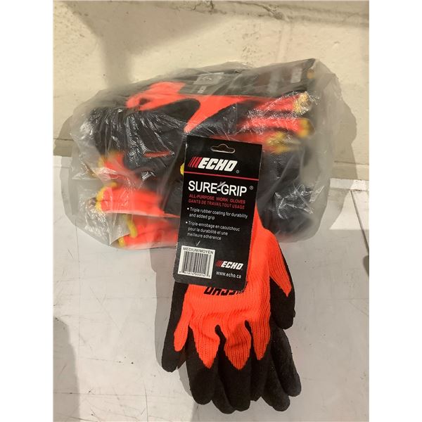 PACK OF 10 PAIRS ECHO SUREGRIP HI-VIS ALL-PURPOSE WORK GLOVES