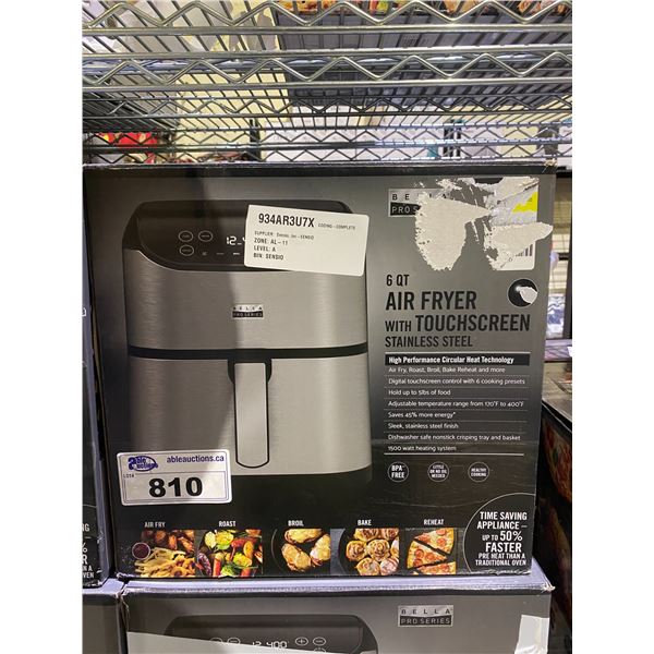 BELLA PRO SERIES 6QT STAINLESS STEEL AIR FRYER WITH TOUCHSCREEN