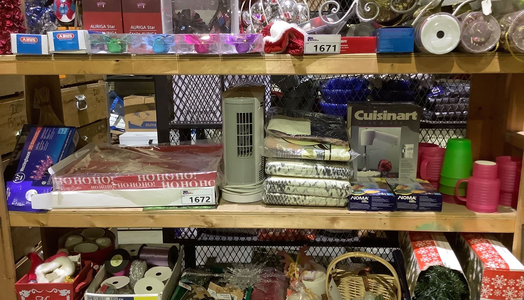 ASSORTED ITEMS INCLUDING; CHRISTMAS DECOR, KITCHENWARE, FAN & MORE ...