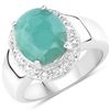 Rhodium Plated 4.70ct Emerald and Diamond Ring