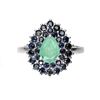 Image 1 : Unheated Pear Emerald 9x6mm Sapphire Diamond Cut 925 14k White Gold Plated Sterling Silver Ring 8