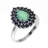 Image 2 : Unheated Pear Emerald 9x6mm Sapphire Diamond Cut 925 14k White Gold Plated Sterling Silver Ring 8