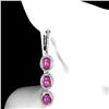 Image 2 : Heated Oval Ruby 7x5mm Gems 14K White Gold Plated 925 Sterling Silver Earrings