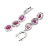 Image 3 : Heated Oval Ruby 7x5mm Gems 14K White Gold Plated 925 Sterling Silver Earrings