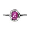 Image 1 : Heated Oval Ruby 7x5mm White Topaz 14K White Gold Plated 925 Sterling Silver Ring