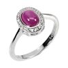 Image 2 : Heated Oval Ruby 7x5mm White Topaz 14K White Gold Plated 925 Sterling Silver Ring