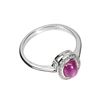 Image 3 : Heated Oval Ruby 7x5mm White Topaz 14K White Gold Plated 925 Sterling Silver Ring