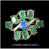 Image 1 : Unheated Oval Emerald Fire Opal 14K White Gold Plate 925 Sterling Silver Ring 7