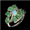 Image 2 : Unheated Oval Emerald Fire Opal 14K White Gold Plate 925 Sterling Silver Ring 7