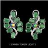 Image 1 : Unheated Oval Emerald Fire Opal 14k White Gold Plate 925 Sterling Silver Earring