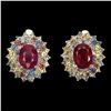 Image 1 : Magnificent Heated Oval Ruby 8x6mm Sapphire Diamond Cut 14 k White Gold Plated 925 Sterling Silver E