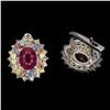 Image 3 : Magnificent Heated Oval Ruby 8x6mm Sapphire Diamond Cut 14 k White Gold Plated 925 Sterling Silver E