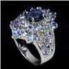 Image 2 : Unheated Oval Blue Kyanite 7x5mm Tanzanite 14k White Gold Plated 925 Sterling Silver Ring Size 7