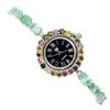 Image 1 : Unheated Oval Emerald 7x5mm Tourmaline 14k White Gold Plated  925 Sterling Silver Watch 7 Inches