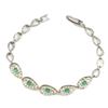 Image 3 : Unheated Oval Emerald 5x4mm Sapphire Diamond Cut 14k White Gold plated 925 Sterling Silver Bracelet