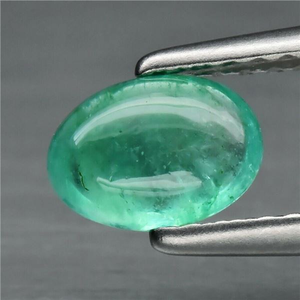 0.57ct 6.5x4.6mm Oval Cabochon Natural Green Emerald, Zambia
