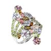Image 2 : Unheated Marquise Tourmaline Rhodolite Garnet Gems 14k White Gold Plated 925 Sterling Silver Ring 7.